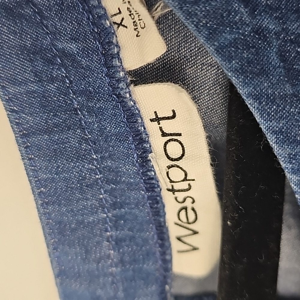 Westport Blue Denim A-line Liteweight Dress Short Flutter Sleeves SidePockets XL - Picture 3 of 9